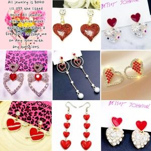 Gold plated red crystal heart earrings choose your style